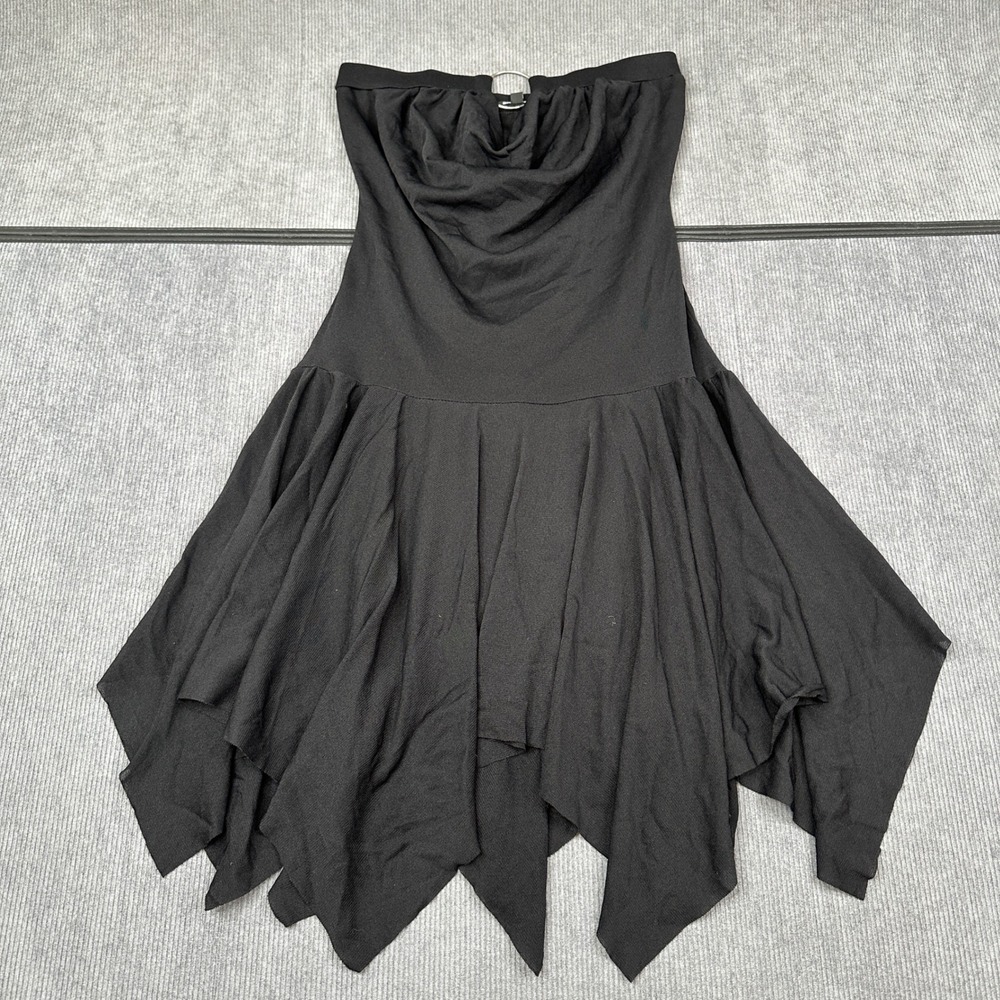 Hotkiss Black Strapless Handkerchief Hem Mini Dress Cowl‎ Neck Ring Detail Y2K M